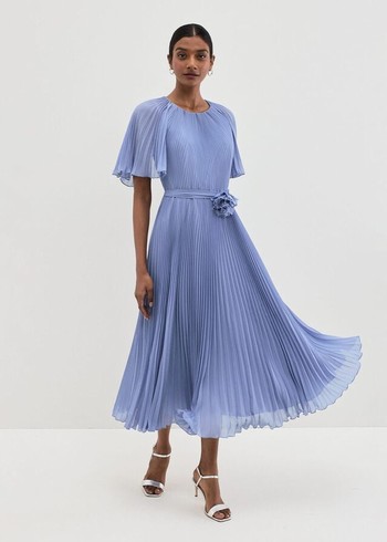 Phase Eight Kathleen Pale Blue Pleat Dress Blue Australia | KJ8132679